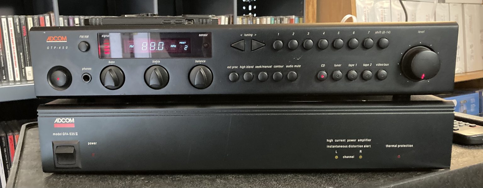 Adcom GTP450 Preamp/Tuner & GFA535II Power Amp combo w/remote | Holm Audio